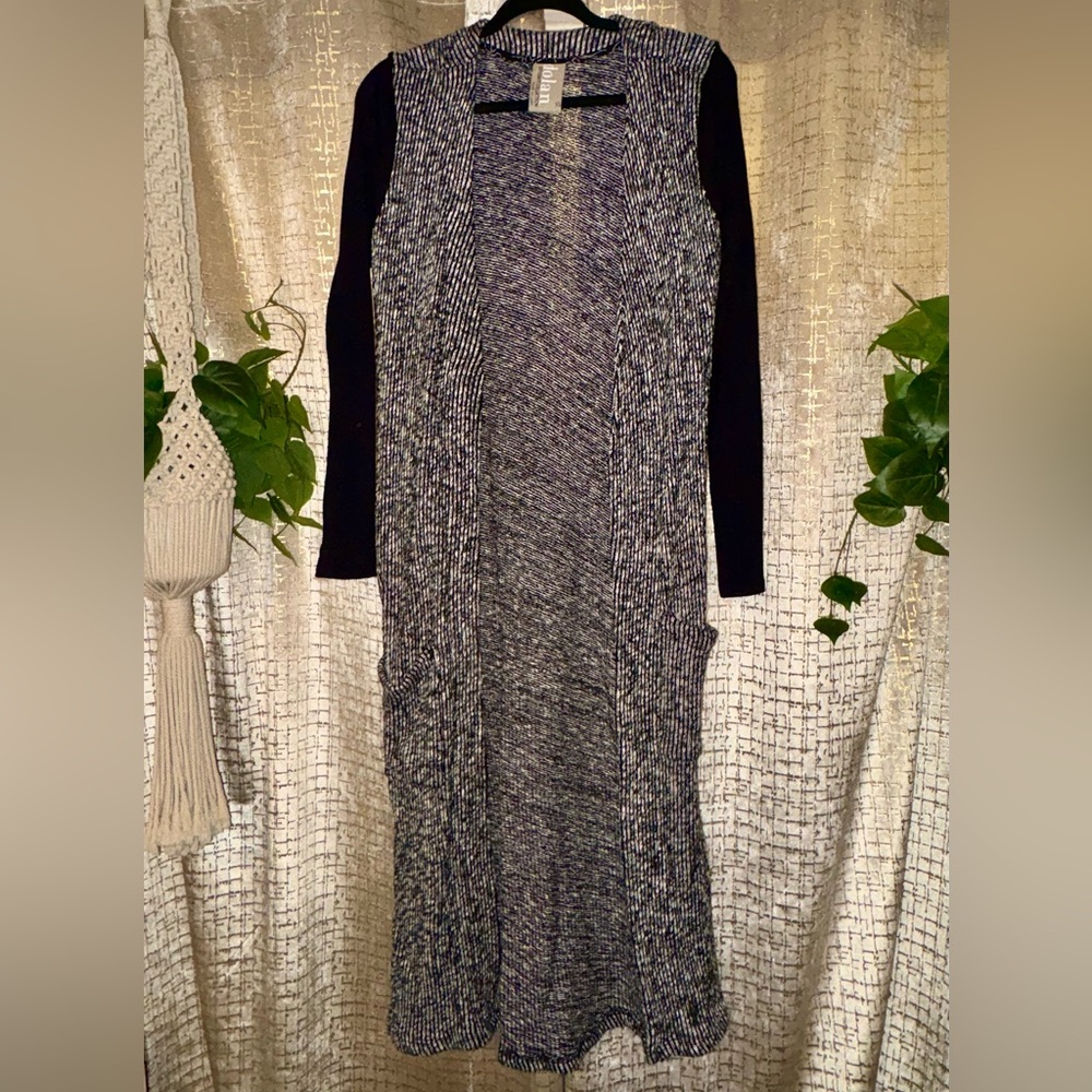 Dolan Black & White Textured Long Sleeve Sweater Cardigan Duster | XS
